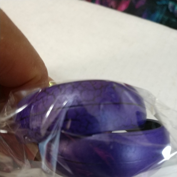 🆕2.0 INCH HOOP EARRINGS PURPLE WITH ACCENT BOHO - Picture 4 of 8